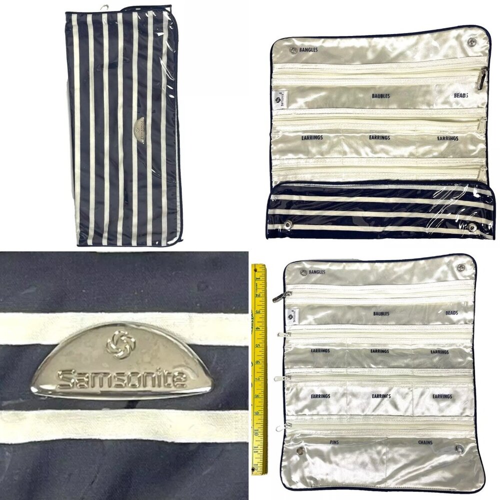 Samsonite Vtg Folding Striped Traveling Jewelry Case Bangles Baubles Earrings